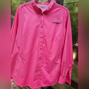 Women's Columbia Tamiami II Snap Front Long Sleeve Shirt in Pink